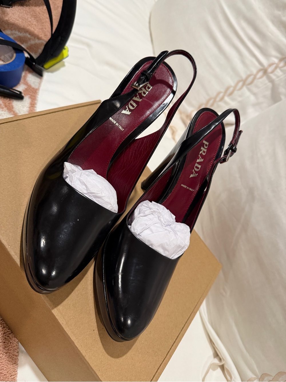 Prada Black Leather slingback heels - Picture 2 of 4